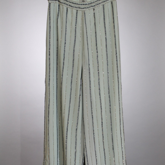 Ice Blue Beaded Palazzo Party Pants - Picture 4 of 6